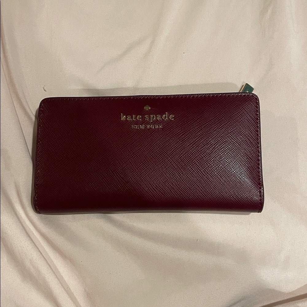 Kate Spade Maroon Wallet with Gold Accents